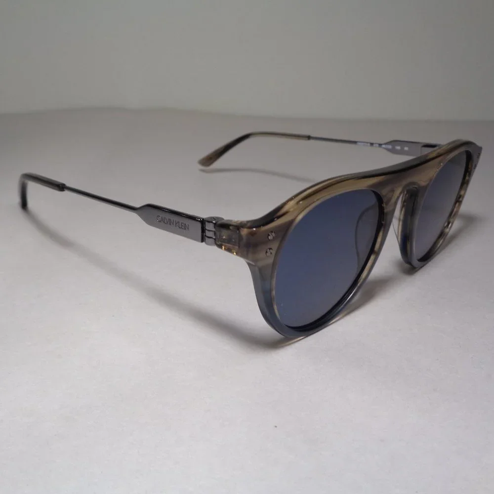 Calvin Klein CK20701S Taupe Blue Horn New Men's Sunglasses